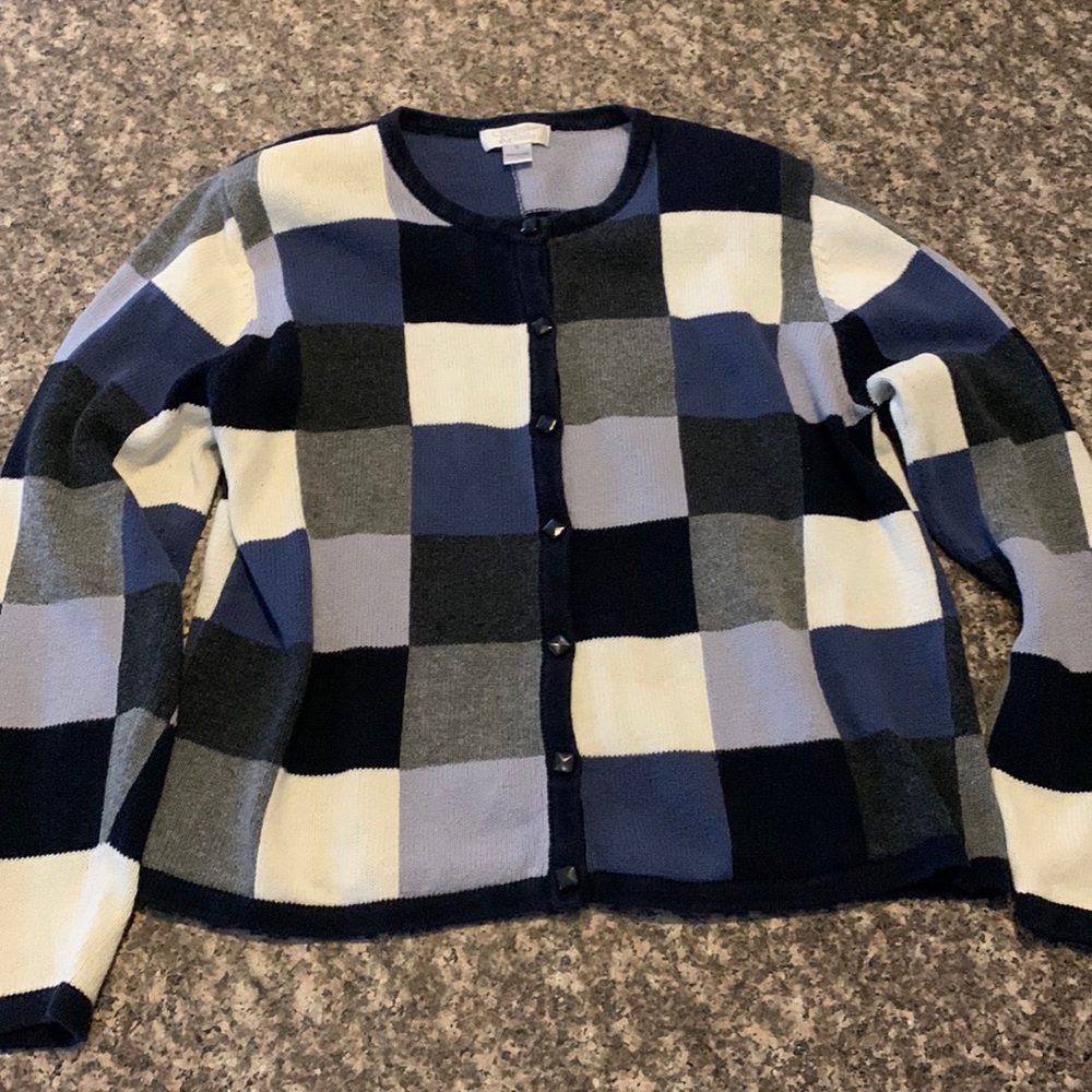 Christopher & Banks Patchwork Button Up Sweater - image 4